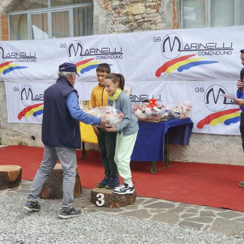  Vincono la Coppa: “Anna e Luciano a.m.”:  Nonni e Nipoti in marcia  edizione 2024 la 1ª coppia classificata composta da Bambini:  Morana Luca e  Bonarini  Andrea - © G.S. Marinelli, riproduzione vietata.