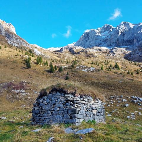 Conca dell'alta Val Vedra, Baitello con vista sul Monte Arera   - © G.S. Marinelli, riproduzione vietata.