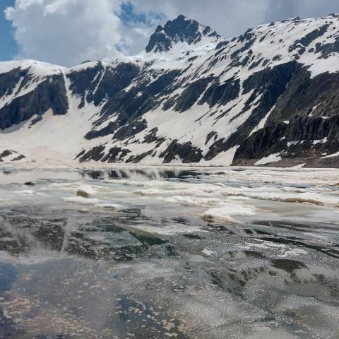 Lago Colombo (sfondo Monte Pradella)  - © G.S. Marinelli, riproduzione vietata.